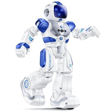 Ruko 6088 Robot Toys for kids Programmable Remote Gesture Sensing APP Control Interactive LED Face Dancing Singing Rechargeable Smart Robot Birthday Present for Age 36 Year Old Boys Girls Blue