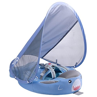 HECCEI Mambobaby Float with Canopy Baby Shark Swim Float with Tail New Upgraded NonInflatable Solid Baby Pool Float Soft SkinFriendly Fabric Material Infant Swim Float Special Edition