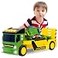 John Deere 2ft Extra Large Mega Mover Dual Joystick Motorized Trucks Front Loader Hoe with Trailer Lights Sounds Construction Toys for Kids 3