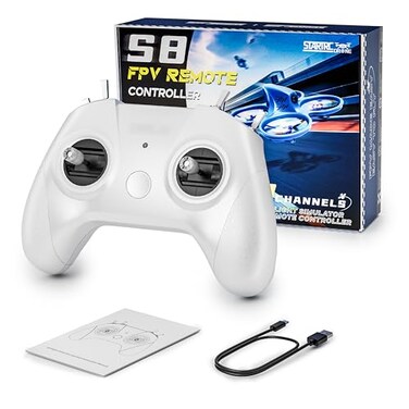 STARDRONE S8 FPV Flight Simulator Controller AntiSlip PU Handle 8 Channel Metal Joystick Ergonomic Design for DRLUncrashedLiftoffDCL Beginner Pilots Mode 2 White