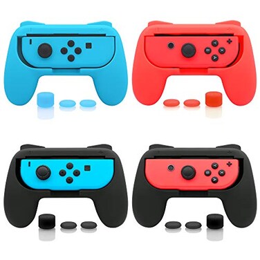 FASTSNAIL 4 Pack Grips Kit Compatible with Nintendo Switch for Joy Con WearResistant Grip Controller for Joy con OLED Model with 12 Thumb Grip