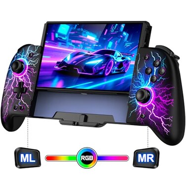 Spican Switch Controllers for Nintendo SwitchSwitch OLED Hall Effect Switch Wireless Pro Controller OnePiece Joypad FullSize Handheld Mode Controller with 17 RGB LightBatteryTurboMacro4 Game Slot