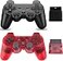 Burcica Wireless Controller for PS2 Play 2 Double Vibration 2 Black and ClearRed