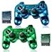Burcica Wireless Controller for PS2 Play 2 Double Vibration 2 ClearBlue and ClearGreen