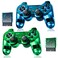 Burcica Wireless Controller for PS2 Play 2 Double Vibration 2 ClearBlue and ClearGreen