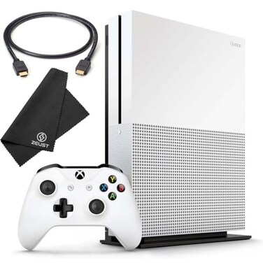 Zeust Xbox One S 512GB Console Bundle Includes the Xbox One S 500 GB Console White 1 Wireless Controller HDMI Cable and Microfiber Cloth Compact Digital Gaming Kit Renewed