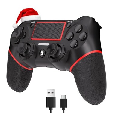 SZYUYU Wireless Controller for Ps4 Romote Compatible with Ps4SlimProWindows PC Controller for Ps4 with 35mm Audio Jack Touch PadSix Axis Motion Control Charging CableBLACK RED