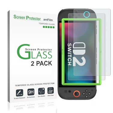 amFilm Tempered Glass Screen Protector for Nintendo Switch 2 79 2025 2PackMatte Finish