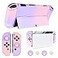 DLseego Protective Case Design for Nintendo Switch OLED JoyCon Controllers New Model 2021 with Glass Screen Protector and 4 Cute Thumb Grip Caps AntiScratch Touch Grip Cover Pink Purple