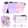 DLseego Protective Case Design for Nintendo Switch OLED JoyCon Controllers New Model 2021 with Glass Screen Protector and 4 Cute Thumb Grip Caps AntiScratch Touch Grip Cover Pink Purple