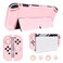DLseego Protective Case Design for Nintendo Switch OLED JoyCon Controllers New Model 2021 with Glass Screen Protector and 4 Cute Thumb Grip Caps AntiScratch Baby Skin Touch Grip Cover Pink