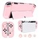 DLseego Protective Case Design for Nintendo Switch OLED JoyCon Controllers New Model 2021 with Glass Screen Protector and 4 Cute Thumb Grip Caps AntiScratch Baby Skin Touch Grip Cover Pink