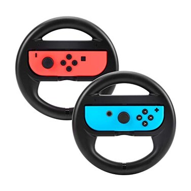 Beastron Racing Games Steering Wheel compatible with Switch JoyCon Steering Wheel Black 2 Pack