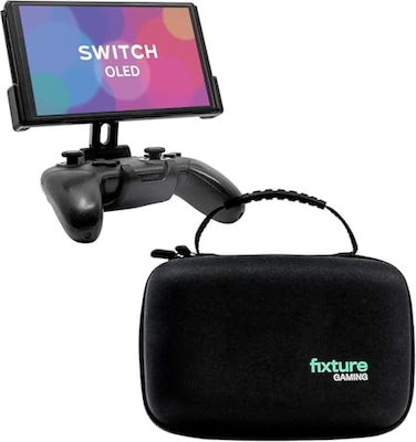 Fixture Gaming Fixture S2 Bundle Gaming Console Monitor and Controller Mount with Carrying Case Compatible with Nintendo Switch OLED and Pro Controller