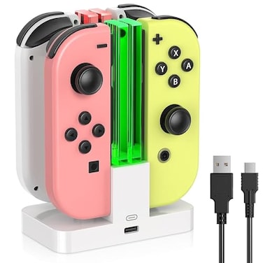 FASTSNAIL FastSnail Charging Dock for Nintendo Switch for Joy Con OLED Model Controller with Lamppost LED Indication Pro Controllers Charger Stand Station Compatible with Joycons with Charging Cable W