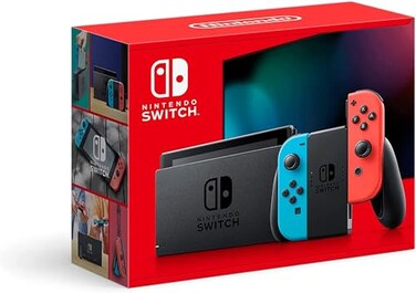 Nintendo Switch with Neon Blue and Neon Red JoyCon Handheld Gaming Console
