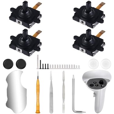 Ikpek 4 Pack Joystick Replacement Kit for Oculus Quest 2 Controller 31 in One Repair Kit for Meta Quest 2 Controller Include 4 Thumb Sticks 4 Thumbstick Grips 18 Screws 2 T5 Screwdrivers and More