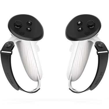 AMVR Controller Grips Compatible with MetaOculus Quest 3Quest 3S Silicone Accessories NonSlip Handle Cover Adjustable Soft Hand Strap Fits Small and Medium Hands Not Fit Official Charging Dock Battery