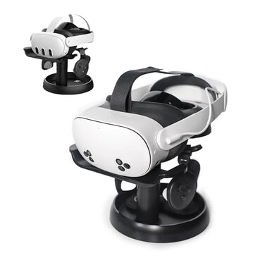 AMVR VR Headset Stand Holder Compatible with Quest 3sQuest 3Vision ProQuest 2Pico 4for PSVR 2 Universal VR Headset Display Dock Stable Bracket Storage Round Base Mount Install Easy