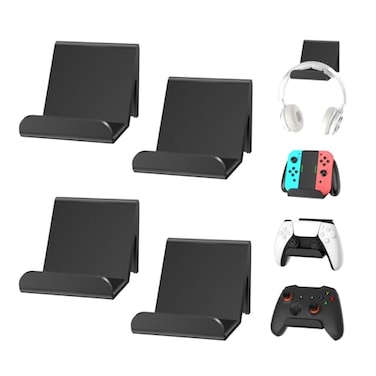 6amLifestyle 4 Pack Controller Holder Stand Built in AntiSlip Pads for PS5 PS4 Xbox One Switch Pro Gamepad Controller Wall Mount AdhesiveScrews Universal Controller Accessories Shark 14 MiniBlack