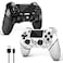 AceGamer 2 Pack for PS4 Controller Wireless Controller for PS4ProSlimPC with NonSlip Grip of Both Sides and USBC Cable Black and White