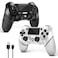 AceGamer 2 Pack for PS4 Controller Wireless Controller for PS4ProSlimPC with NonSlip Grip of Both Sides and USBC Cable Black and White