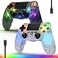 Boowen 2 Pack Wireless Controller for PS4 LED Backlit Controllers for PS4ProSlim 1000mAh Battery Double Shock 6Axis Motion Sensor Adjustable RGB Backlight WhiteBlack