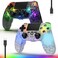 Boowen 2 Pack Wireless Controller for PS4 LED Backlit Controllers for PS4ProSlim 1000mAh Battery Double Shock 6Axis Motion Sensor Adjustable RGB Backlight WhiteBlack