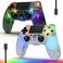 Boowen 2 Pack Wireless Controller for PS4 LED Backlit Controllers for PS4ProSlim 1000mAh Battery Double Shock 6Axis Motion Sensor Adjustable RGB Backlight WhiteBlack