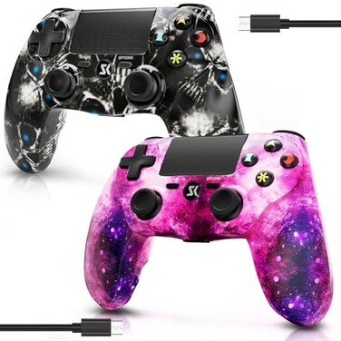 Boowen 2 Pack Wireless Controller for PS4 Controller for Sony PlayStation 4 Double Shock 6Axis Motion Sensor Sensitive Touch Pad Builtin Speaker 35mm Headset Jack Compatible with PS4ProSlim
