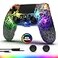 Boowen Wireless Controller for PS4 Controller Compatible with PS4ProSlimDouble Shock 6Axis Motion Sensor Sensitive Touch Pad Builtin Speaker Stereo Headphone Jack Black Crack RGB Light