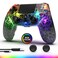 Boowen Wireless Controller for PS4 Controller Compatible with PS4ProSlimDouble Shock 6Axis Motion Sensor Sensitive Touch Pad Builtin Speaker Stereo Headphone Jack Black Crack RGB Light
