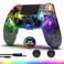Boowen Wireless Controller for PS4 Controller Compatible with PS4ProSlimDouble Shock 6Axis Motion Sensor Sensitive Touch Pad Builtin Speaker Stereo Headphone Jack Black Crack RGB Light
