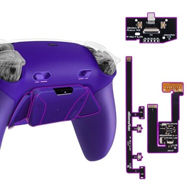 eXtremeRate RISE4 Plus MAX Back Paddles Kit with Clicky Trigger Stops Rubberized Grip for PS5 Controller BDM030 040 050 Remappable Back Buttons Kit for PS5 Controller Galactic Purple