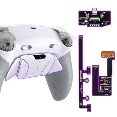 eXtremeRate RISE4 Plus MAX Back Paddles Kit with Clicky Trigger Stops Rubberized Grip for PS5 Controller BDM030 040 050 Remappable Back Buttons Kit for PS5 Controller White Gray NO Controller