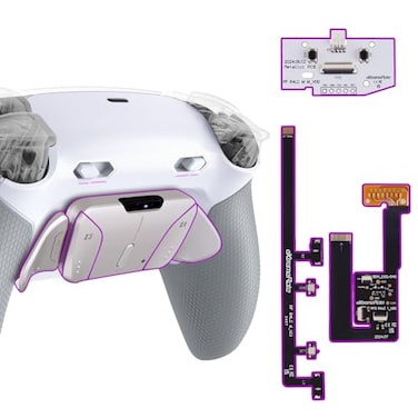 eXtremeRate RISE4 Plus MAX RMB Back Paddles Kit with Clicky Trigger Stops Rubberized Grip for PS5 Controller BDM030 040 050 Remappable Real Metal Back Buttons Kit for PS5 Controller White Gray