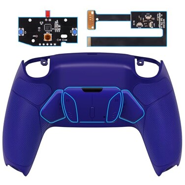 eXtremeRate Cobalt Blue Rubberized Grip Programable RISE4 Remap Kit for PS5 Controller BDM010 BDM020 Upgrade Board Redesigned Back Shell 4 Back Buttons for PS5 Controller Without Controller