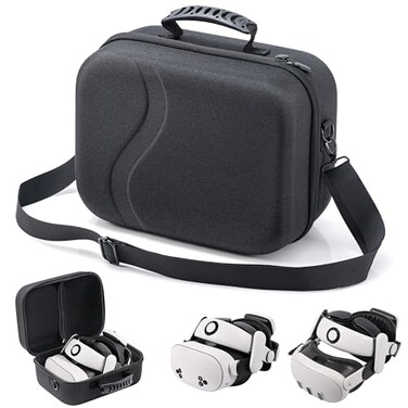 LXFEIFANTECH Large Carrying Case for Meta Quest 3S3 Hard Travel Case Compatible With BOBOVR S3 ProKIWI Design Battery Head Strap Controller and Accessory Portable Hard Shell Bag Black