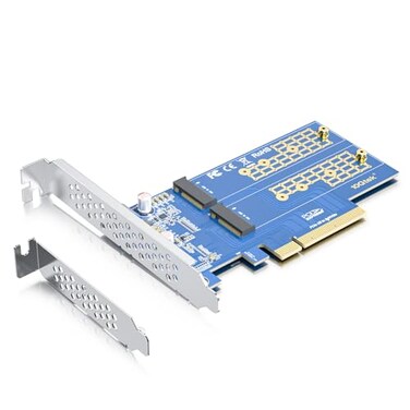 10Gtek Dual M2 NVMe SSD Adapter Card PCIe 30 x8 Slot MKey Supports 2X NVMe Drives via Bifurcation Requires BIOS Split Support HighSpeed Storage Expansion for Desktop PCs