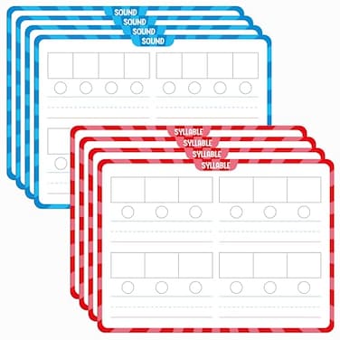 SpriteGru 8 Packs Phonemic Awareness Dry Erase Board Double Sided Dry Erase Board Writable and Erasable Phonics Learning White Board for Kids Students Classroom and Home Each Measures 12 x 9