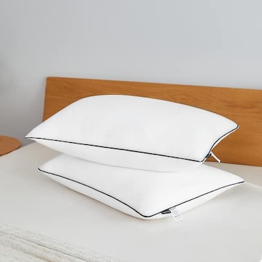 Acanva Bed Pillows for Sleeping 2 Pack Premium Microfiber Polyester Filling Soft and Supportive for Neck Pain Relief with Breathable CoverKing Pack of 2 Black