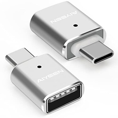 AIYEEN USB C to USB Adapter2 Pack USB C Male to USB 30 Female Adapter OTG Converter Compatible with MacBook Pro 201920182017MacBook Air 2018 and More TypeC Devices Silver