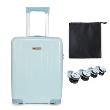 Aklsvion 18inch Carryon Boarding Luggage Equipped with Movable Wheels TSA ApprovedUnder the Seat Hard Shell Construction Lightweight Bag with Essential Accessories Baby Blue