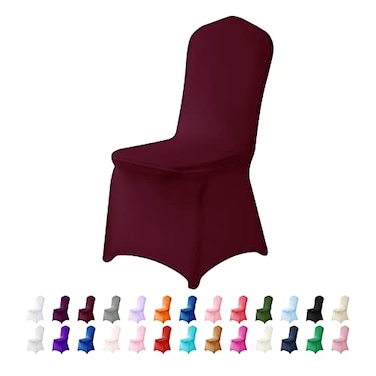 AlGaiety Spandex Chair Covers 25PCS Washable Protector for Living Room Party Banquet Wedding Hotel Burgundy