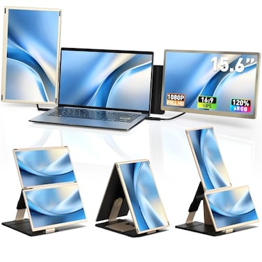 AOKER Triple Laptop Screen Extender 156 Monitor IPS FHD 1080P Detachable Portable Display for 13174 Laptops Compatible with Compatible with Windows Mac Chrome Surface Travel Work Setup