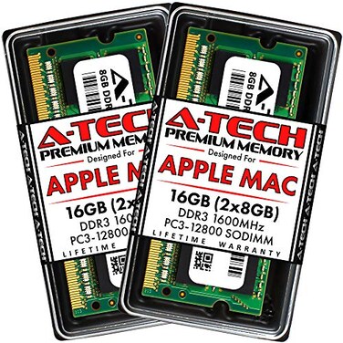 A-Tech ATech 16GB Kit 2x8GB RAM for Apple MacBook Pro Mid 2012 iMac Late 2012 EarlyLate 2013 Late 2014 Mid 2015 Mac mini Late 2012 DDR3 1600MHz PC312800 SODIMM 204Pin Memory Upgrade