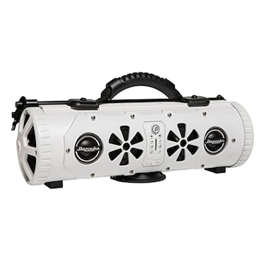 Bazooka Party Bar MINI Portable Bluetooth IP66 Waterproof Speaker RGB Lights Party Button Pairing Up to 70 HRS Battery Life 6 Marine Grade Speakers White