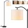 BoostArea Floor Lamp for Living RoomLED Arched Floor LampsModern Standing Lamp with Beige Linen ShadeFootswitchMid Century Floor Lamp for BedroomsStudy RoomOfficeBulb Not Incl