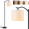 BoostArea Floor Lamp for Living RoomLED Arched Floor LampsModern Standing Lamp with Beige Linen ShadeFootswitchMid Century Floor Lamp for BedroomsStudy RoomOfficeBulb Not Incl