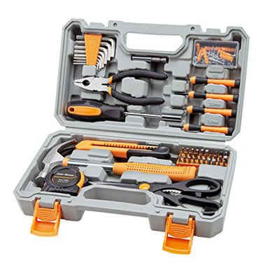 CARTMAN Home Tool Set Kit Basic Household Hand Tools with Storage Case Light Orange